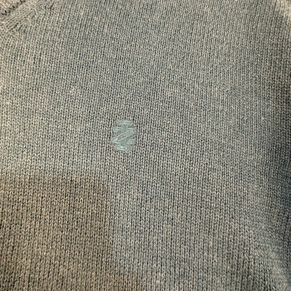 IZOD Mens V-Neck Sweater Blue Heathered Knit Pullover XXL Long Sleeve Logo - Picture 5 of 7